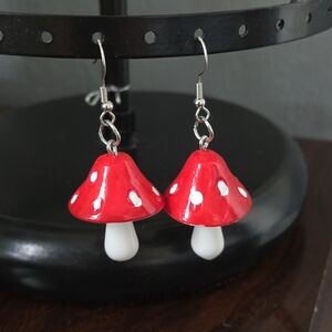 Red and White Mushroom Earrings